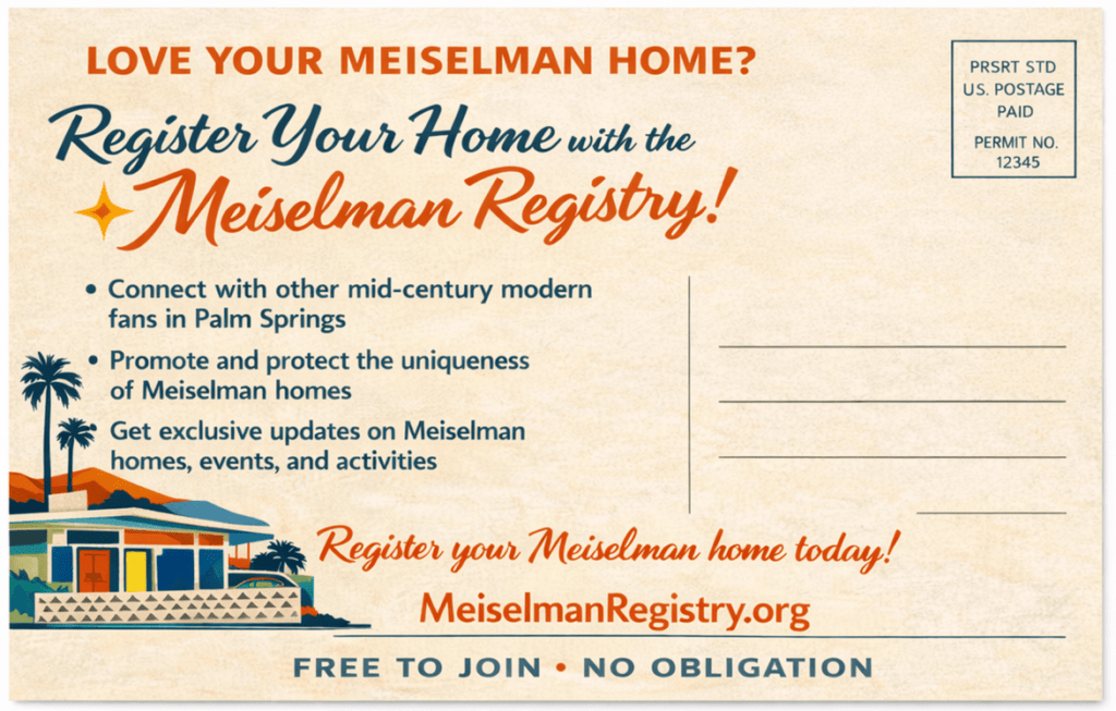 Meiselman Registry Homeowner Postcard Back